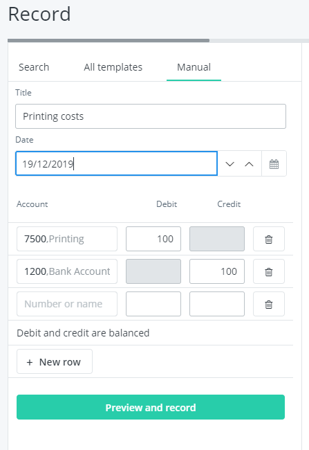 Recording journal entries manually | Bokio